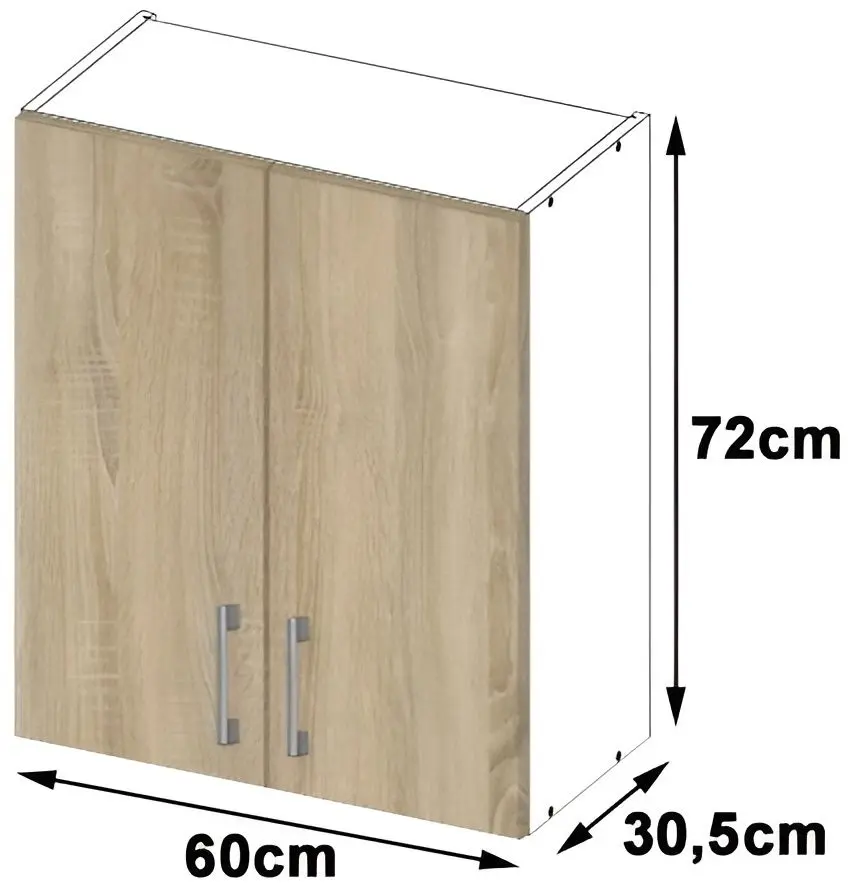 Modul superior Akord Lima W60/720 (White/Sonoma Oak)