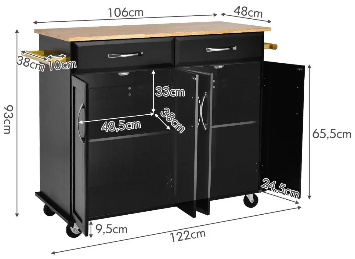 Сервировочная тележка Costway KC53140BK (Black)