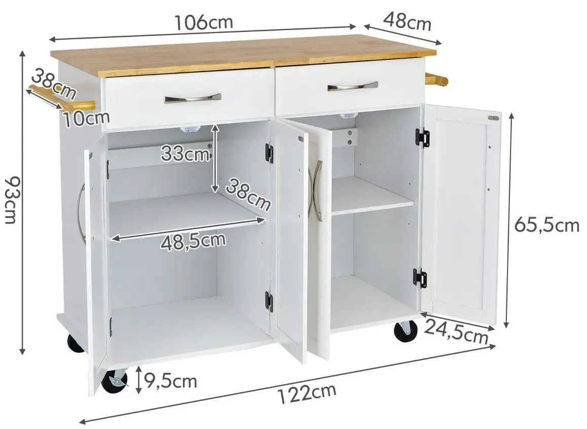 Сервировочная тележка Costway KC53140WH (White) - 2