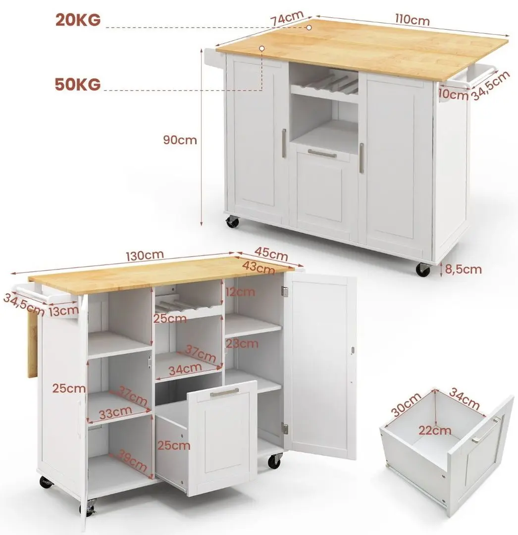 Сервировочная тележка Costway KC53799WH (White) - 2