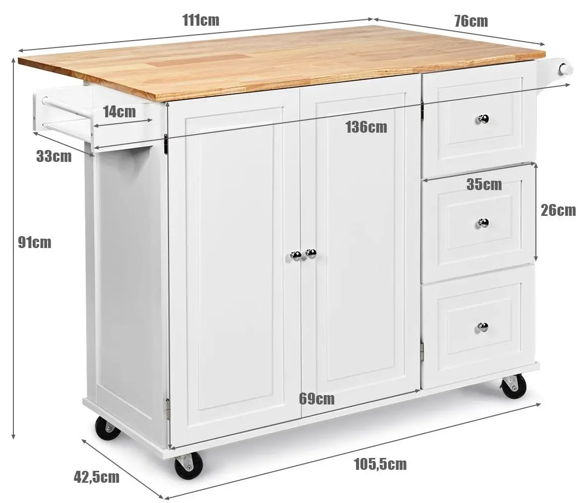 Сервировочная тележка Costway KC54246WH (White) - 8