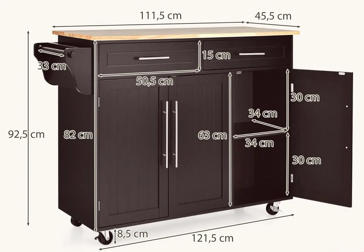 Сервировочная тележка Costway KC54771CF (Brown) - 2