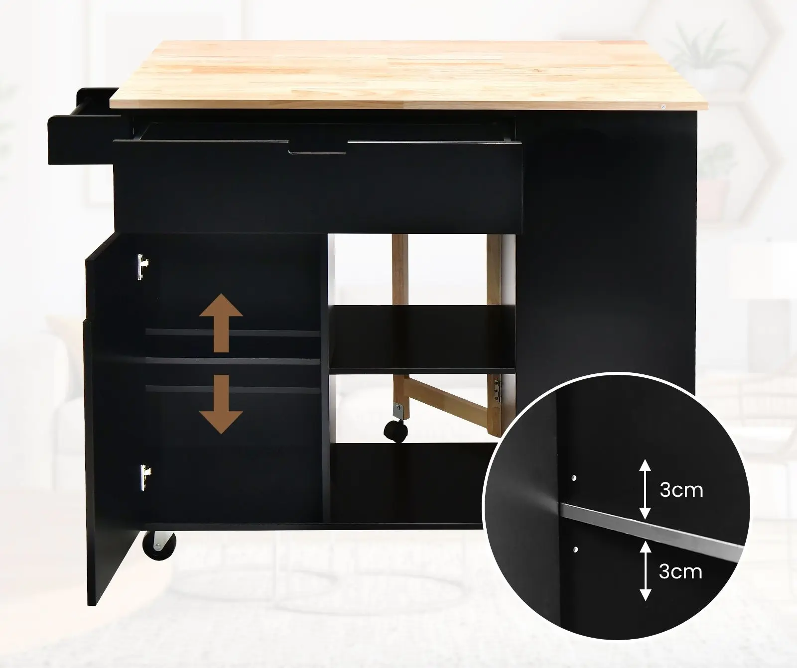 Кухонный островок Costway KC55460BK (Black)