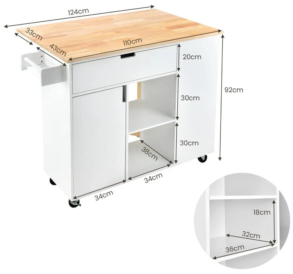 Кухонный островок Costway KC55460WH (White)