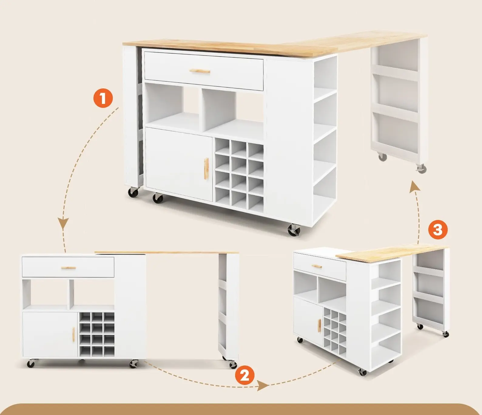 Insula bucatarie Costway KC55534WH (White)