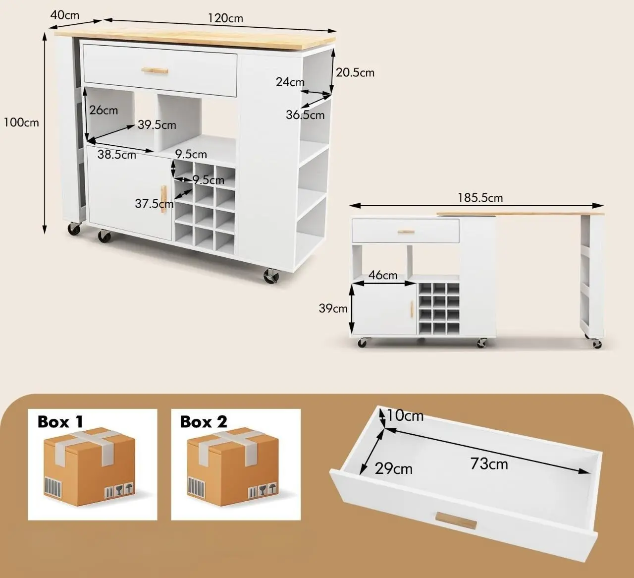 Insula bucatarie Costway KC55534WH (White)