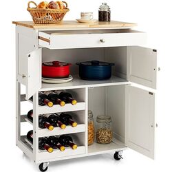 Шкафчик-тележка Costway HW67062WH (White/Natural) Thumb