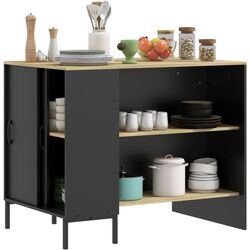 Insula bucatarie Homcom 801-367V00BK 114x70x90 cm (Black/Oak) Thumb