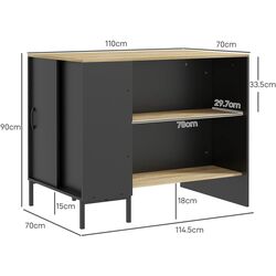 Insula bucatarie Homcom 801-367V00BK 114x70x90 cm (Black/Oak) Thumb