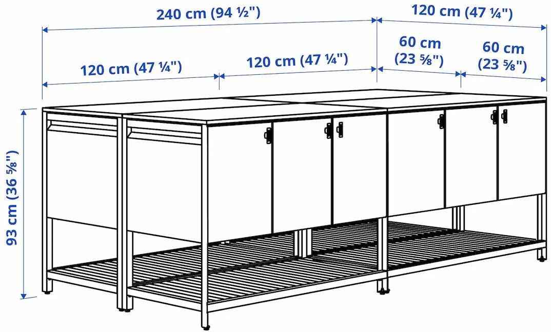 Insula bucatarie Ikea Batskar 240х120 (Gri Inchis)