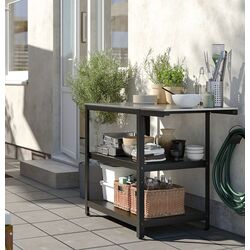 Insula bucatarie Ikea Grillskar masa 93/116x61 (Negru/Inox)