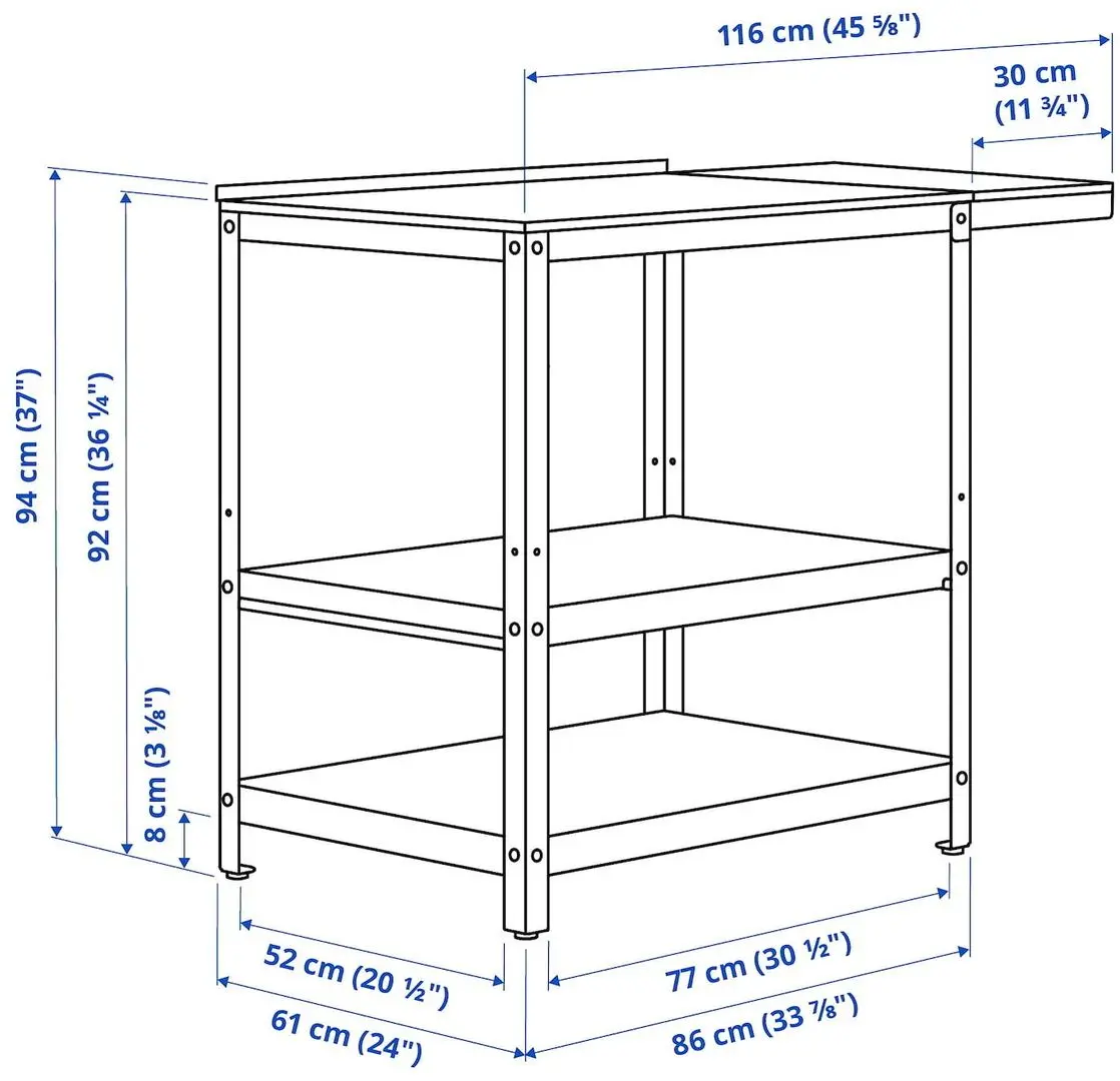 Кухонный островок Ikea Grillskar стол 93/116x61 (Черный/Нержавеющая сталь) - 2