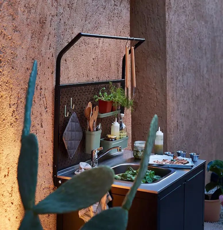 Кухонный островок Ikea Grillskar задняя панель 86x61x176 (Черный/Нержавеющая сталь) - 3