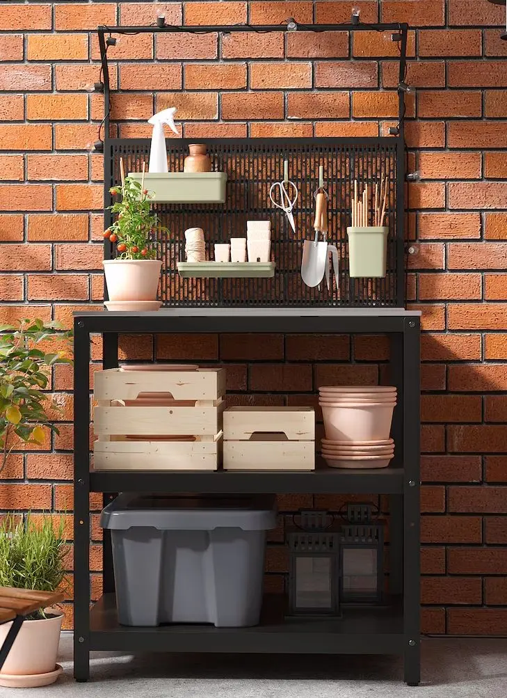 Кухонный островок Ikea Grillskar задняя панель 86x61x176 (Черный/Нержавеющая сталь)