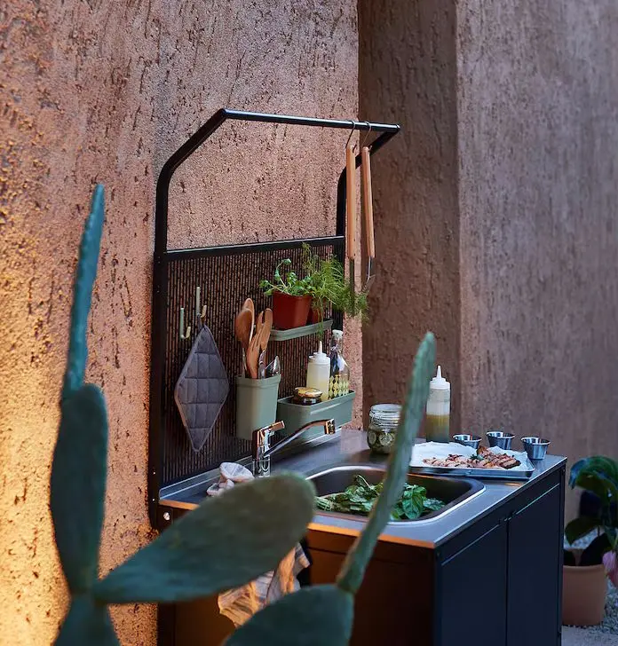 Insula bucatarie Ikea Grillskar panou posterior/usi 86x61x176 (Inox)