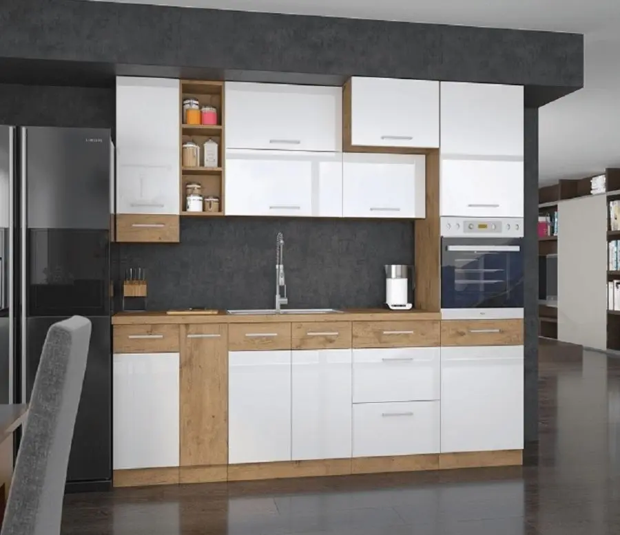 Dulap Mobhaus Vega 60 DK-210 2F (Lancelot Oak/White Extra High Gloss)