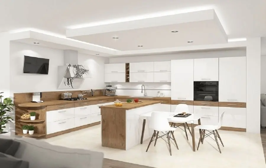 Dulap Mobhaus Vega 60 DK-210 2F (Lancelot Oak/White Extra High Gloss)