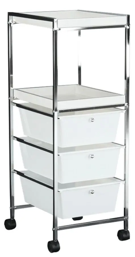 Carucior de servire Mobhaus Corfu (White/Chrome)