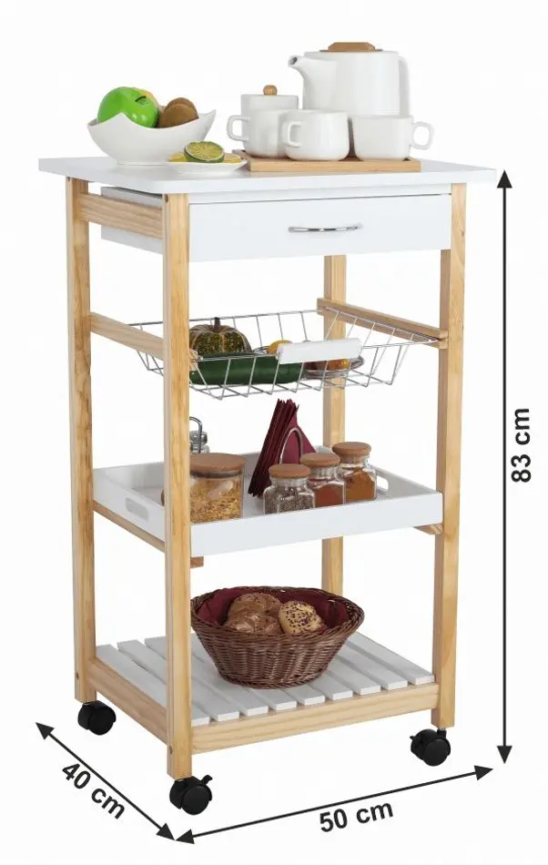 Сервировочная тележка Mobhaus Rapid (White/Natural)
