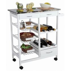 Carucior de servire Mobhaus Semir (White/Marble)