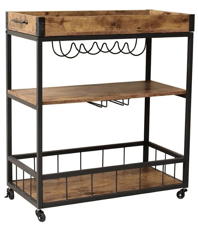Сервировочная тележка Mobhaus Silvius (Smoked Oak/Black)