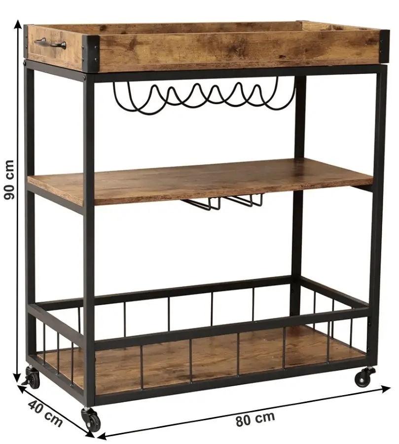 Сервировочная тележка Mobhaus Silvius (Smoked Oak/Black)