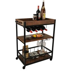 Carucior de servire Mobhaus Silvius (Smoked Oak/Black)