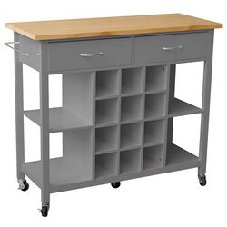 Etajera-carucior Mobhaus Dilia (Dark Gray/Natural)