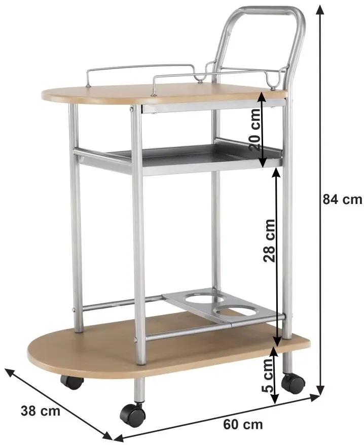 Стол сервировочный Tempo Kondela Lima (Beech/Silver)