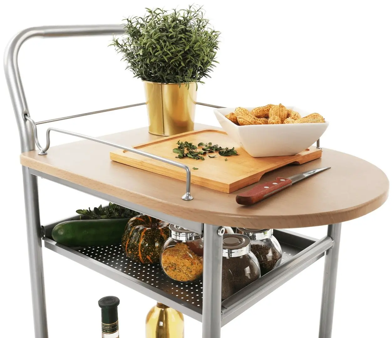 Стол сервировочный Tempo Kondela Lima (Beech/Silver)