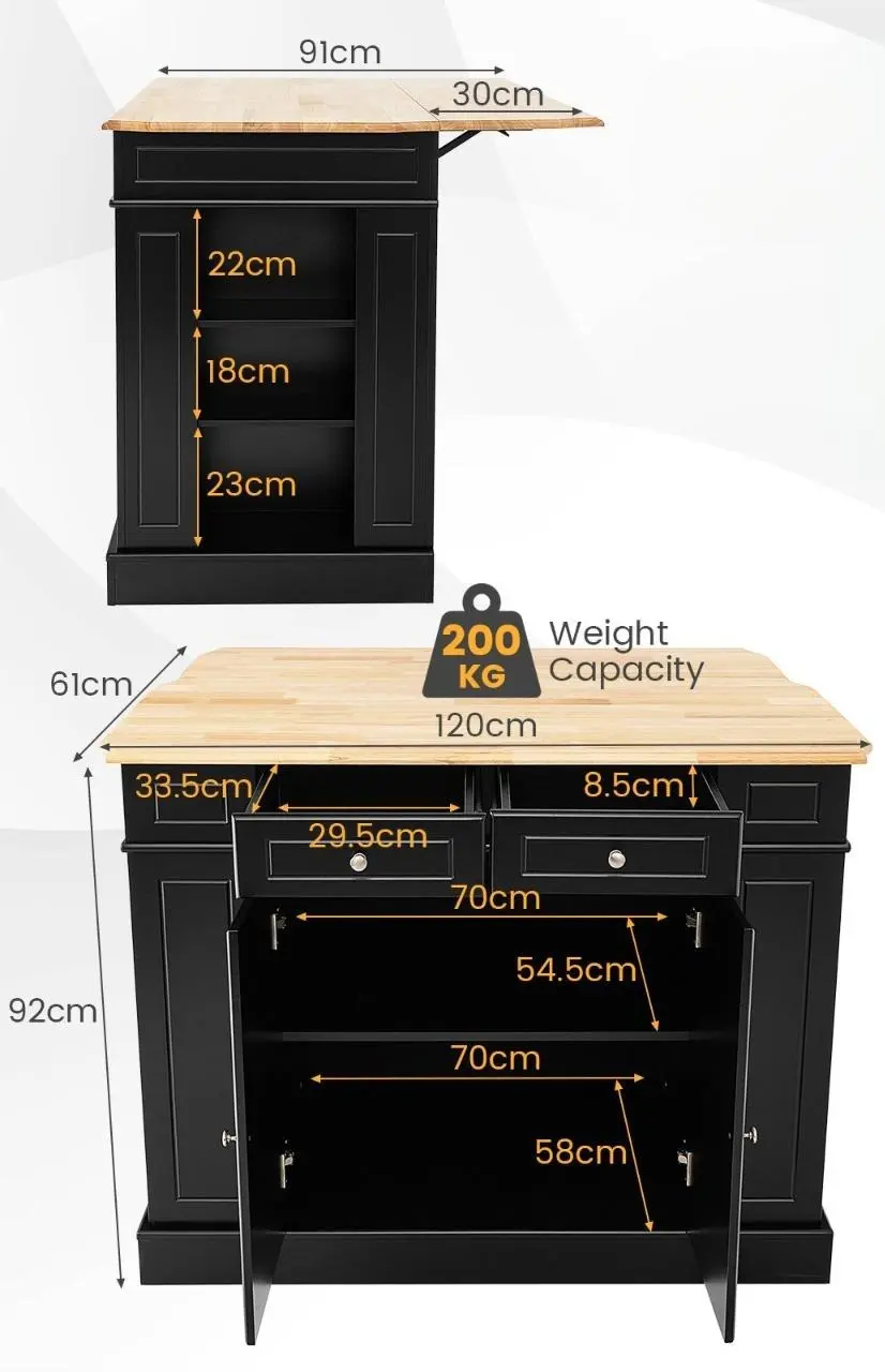 Insula bucatarie Costway JV10444WH (Black)