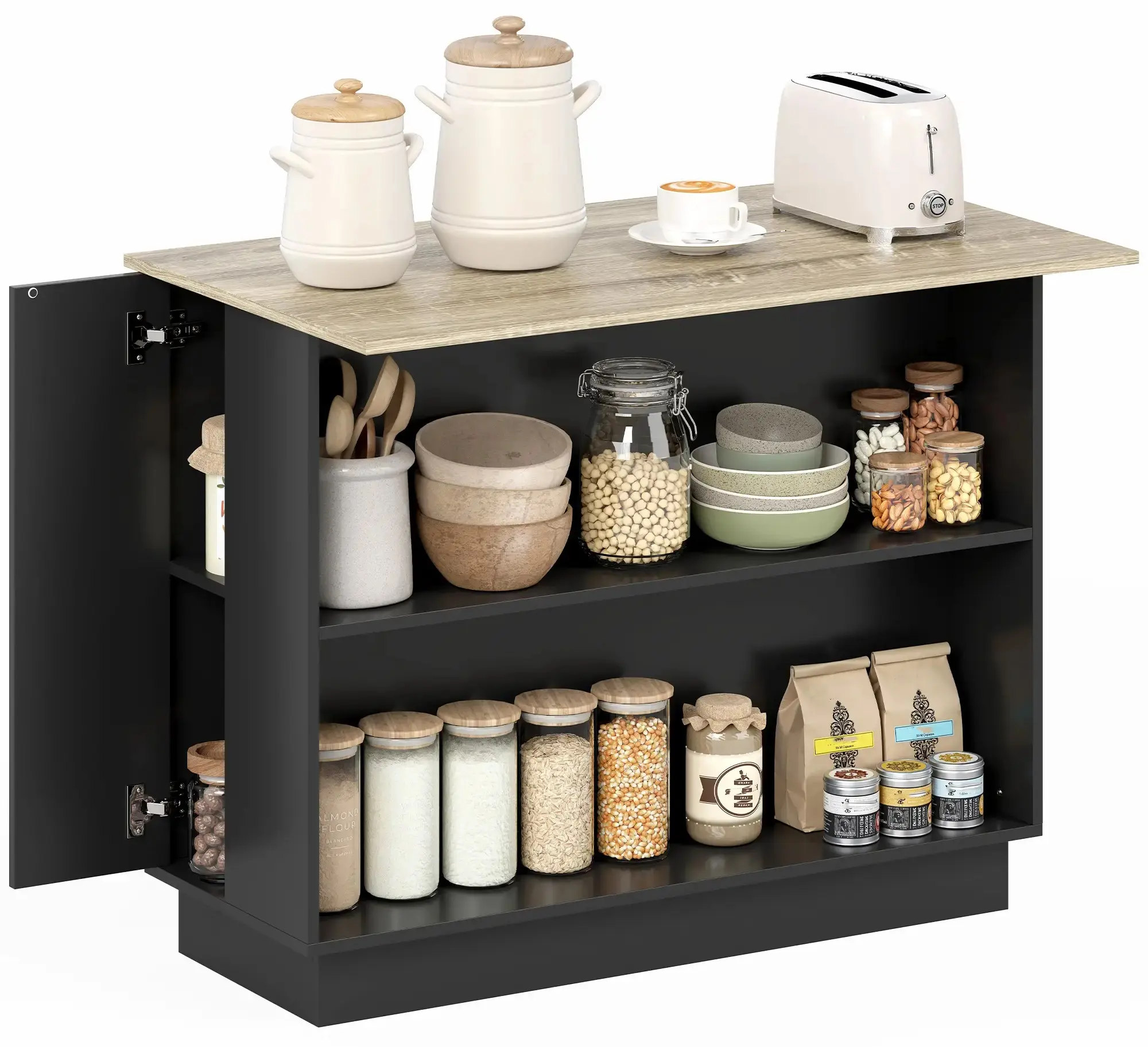 Кухонный остров Homcom 801-354V80BK (Black/Oak) - 3