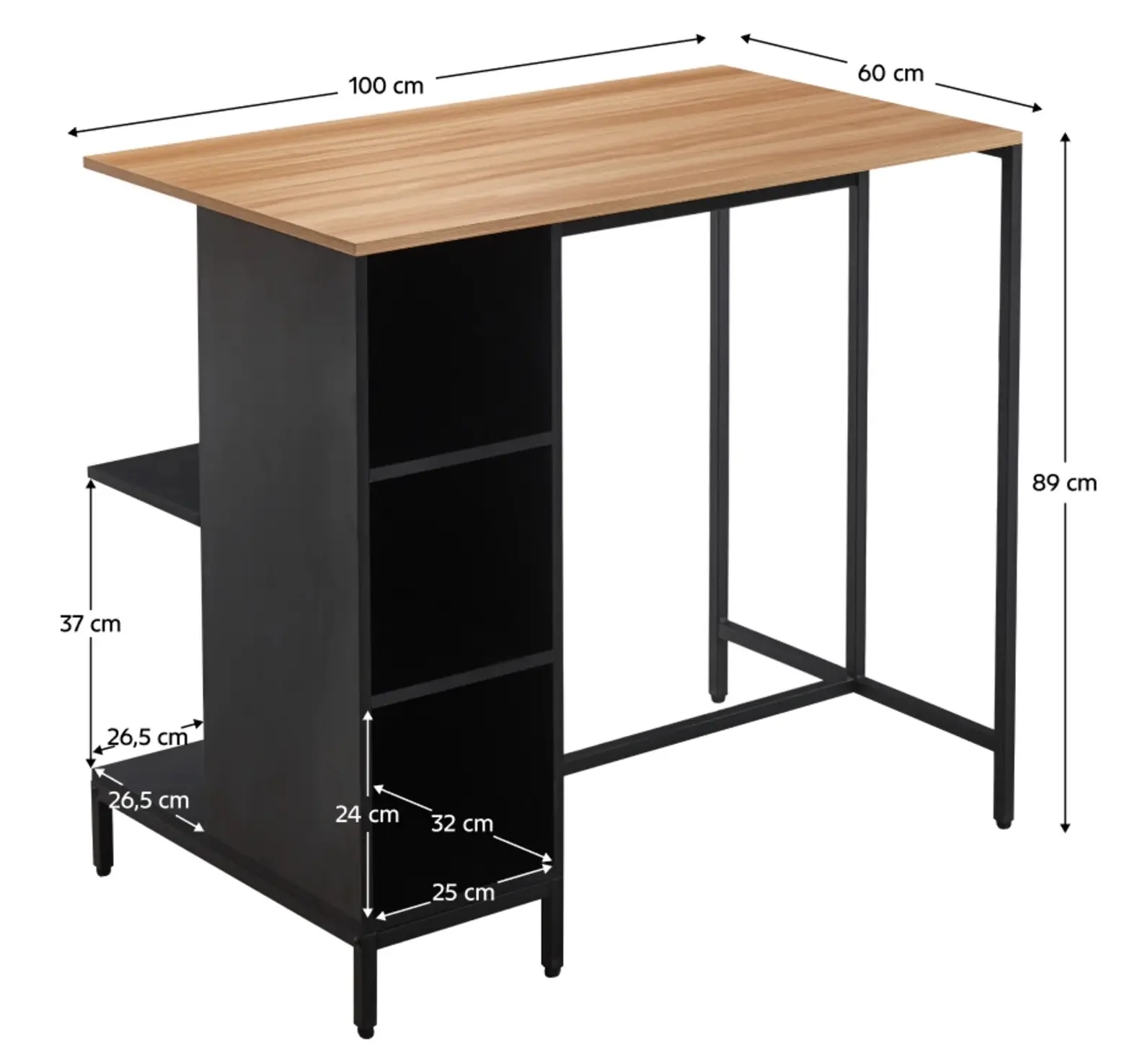 Кухонный островок Tempo Kondela Figo 100x60 (Oak/Black) - 6