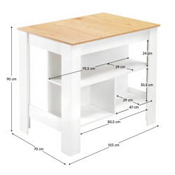 Кухонный островок Tempo Kondela Lunan 103x70 (Oak/White) Thumb