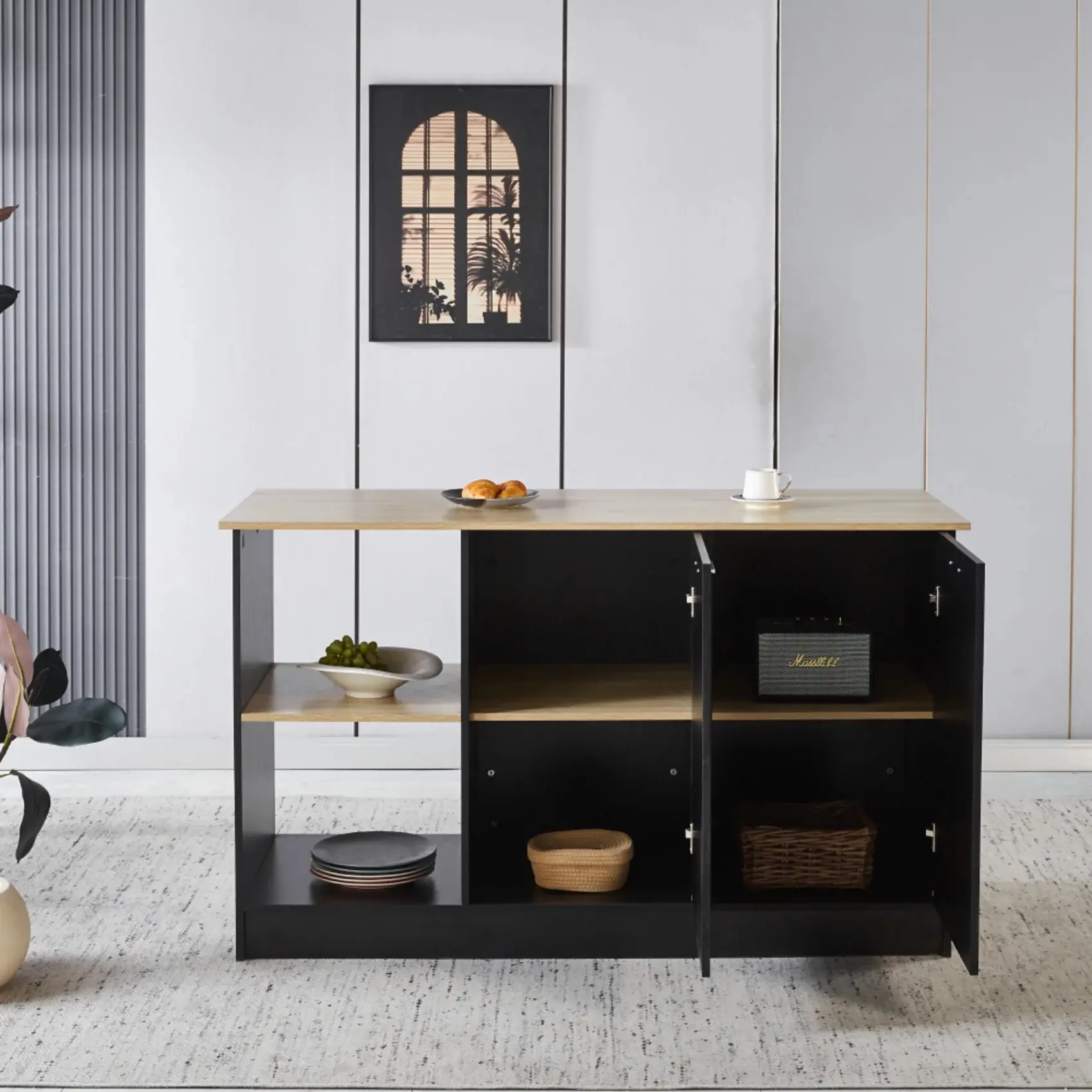 Кухонный островок Tempo Kondela Pompej 150x60 (Oak/Black) - 2