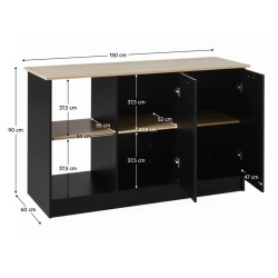 Кухонный островок Tempo Kondela Pompej 150x60 (Oak/Black) Thumb