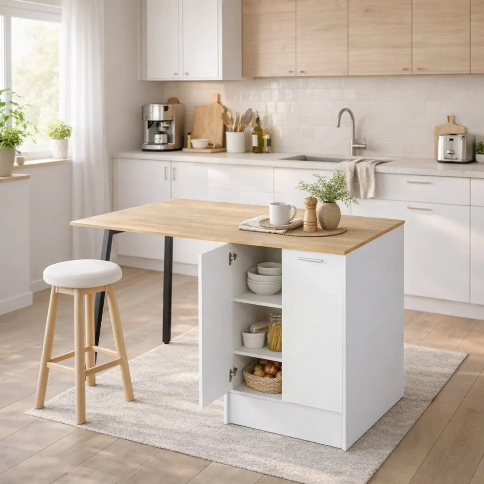 Кухонный островок Tempo Kondela Xilo 150x90 (Oak/White) - 7