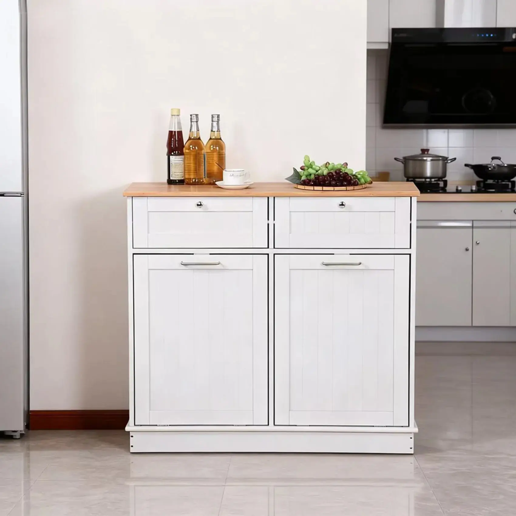 Шкаф Tempo Kondela Delins Typ 2 (White/Bamboo) - 2