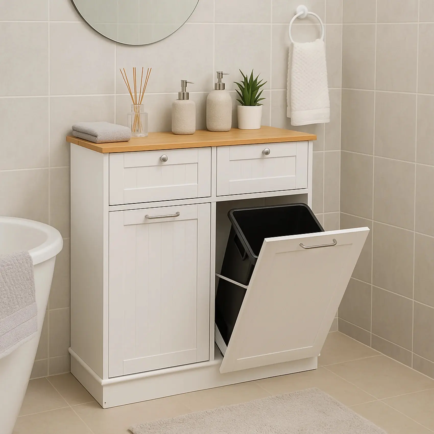 Шкаф Tempo Kondela Delins Typ 2 (White/Bamboo) - 6
