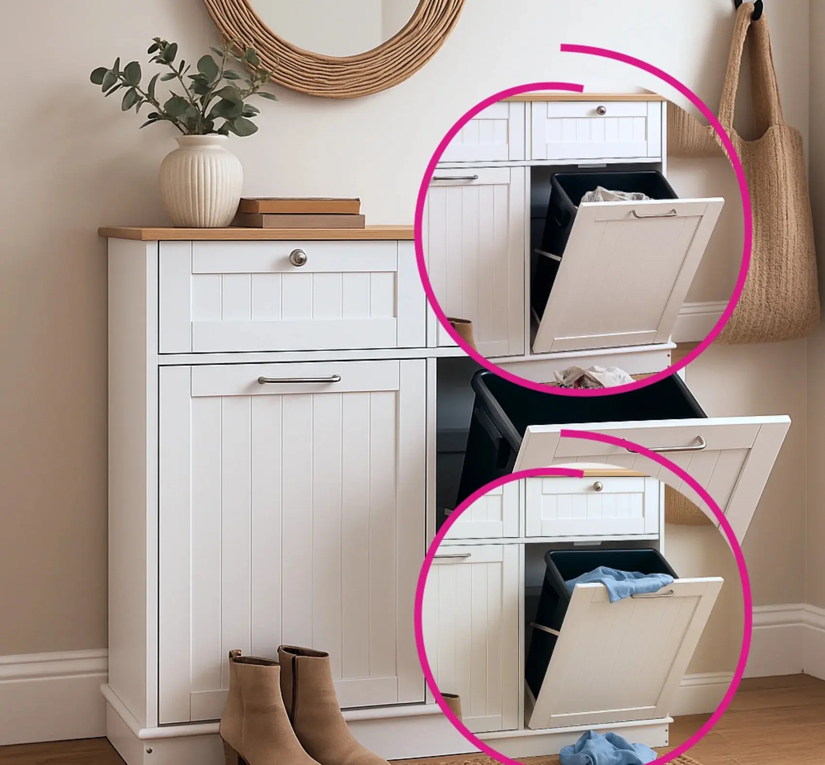 Шкаф Tempo Kondela Delins Typ 2 (White/Bamboo) - 8