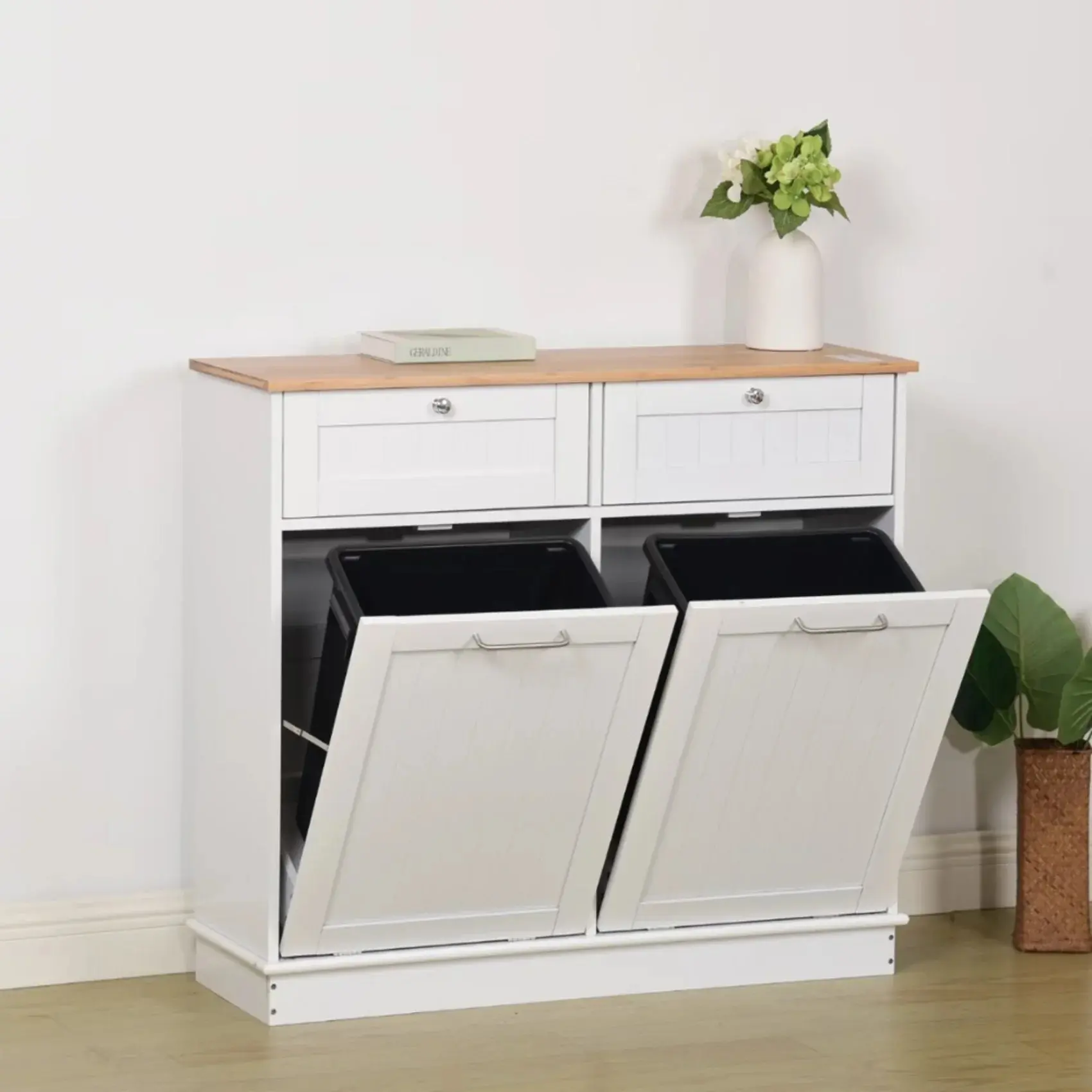 Шкаф Tempo Kondela Delins Typ 2 (White/Bamboo) - 9