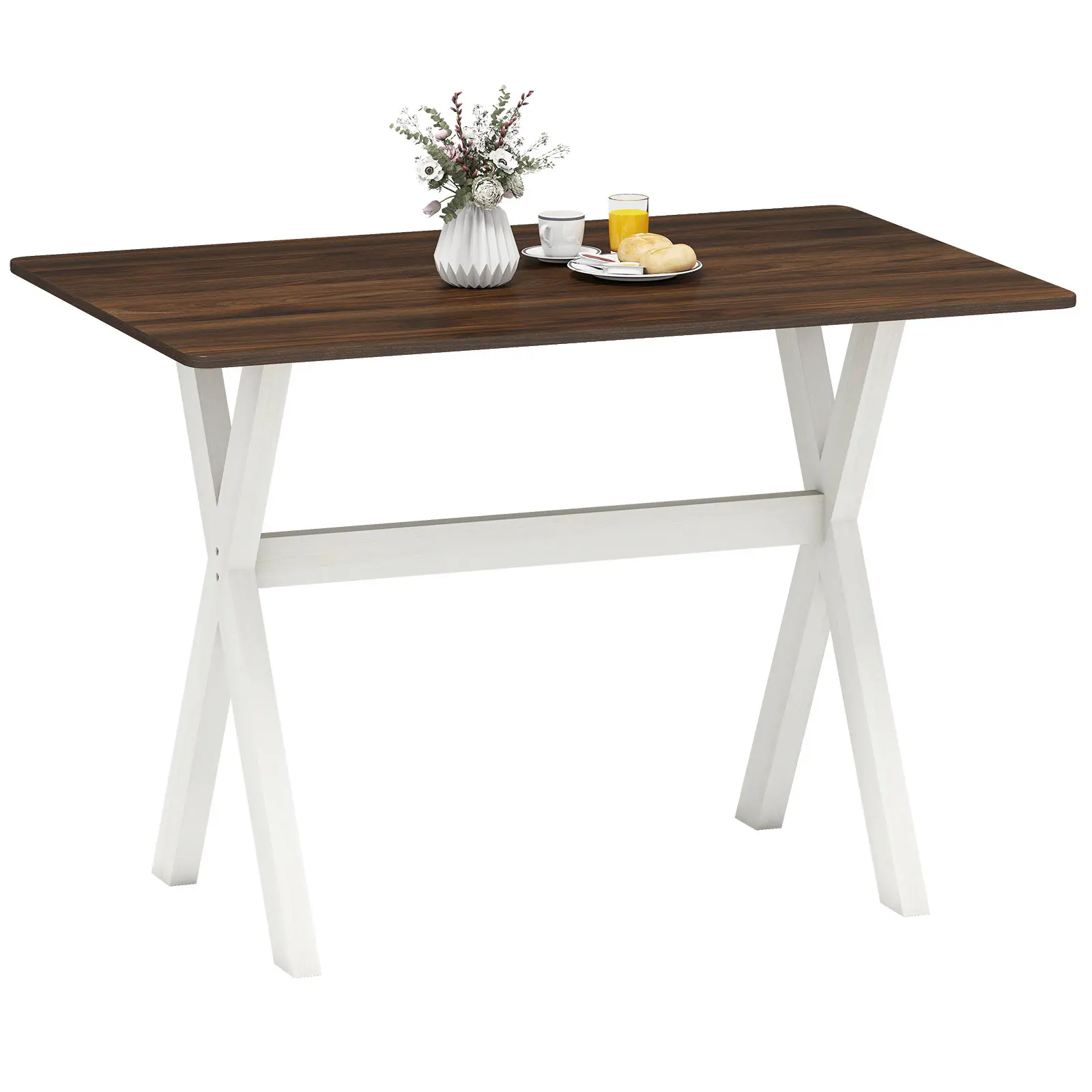 Стол Costway HV10807WH (White/Brown) - 3