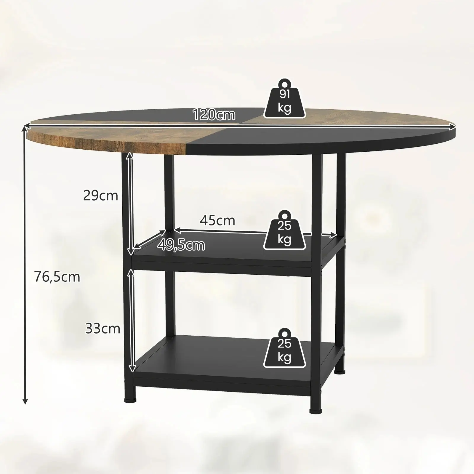 Masa Costway JV12901BK (Black) - 3