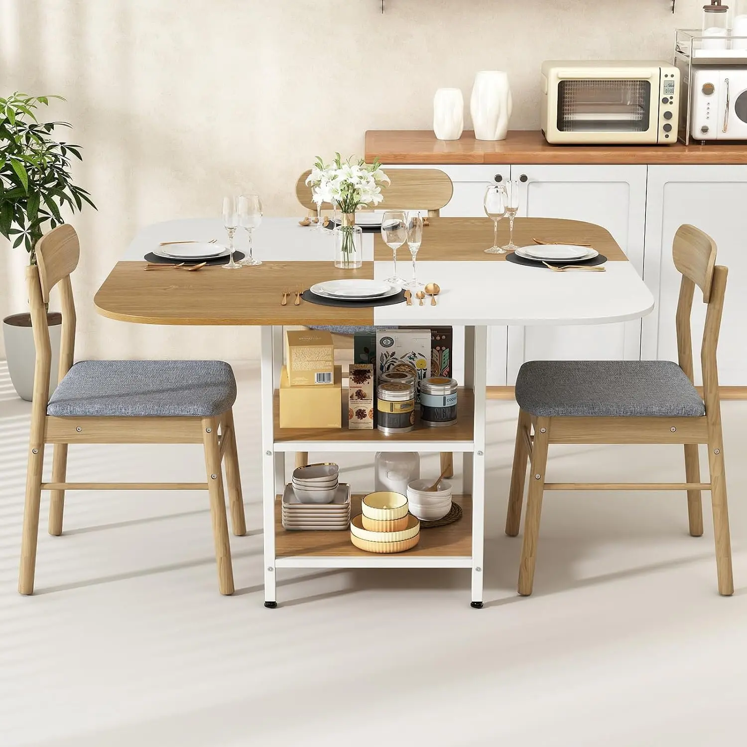 Стол Costway JV13609NA (Natural/White) - 5
