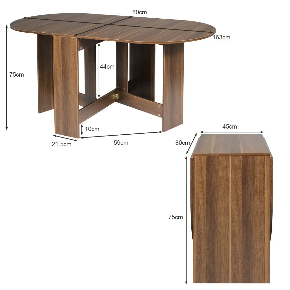 Masa pliabila Costway HW61596BN (Brown) - 3
