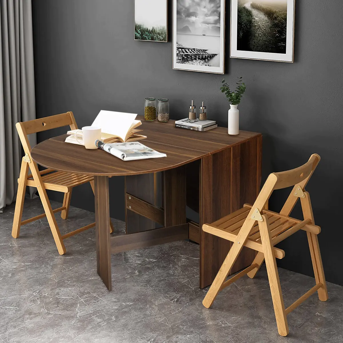 Masa pliabila Costway HW61596BN (Brown) - 5