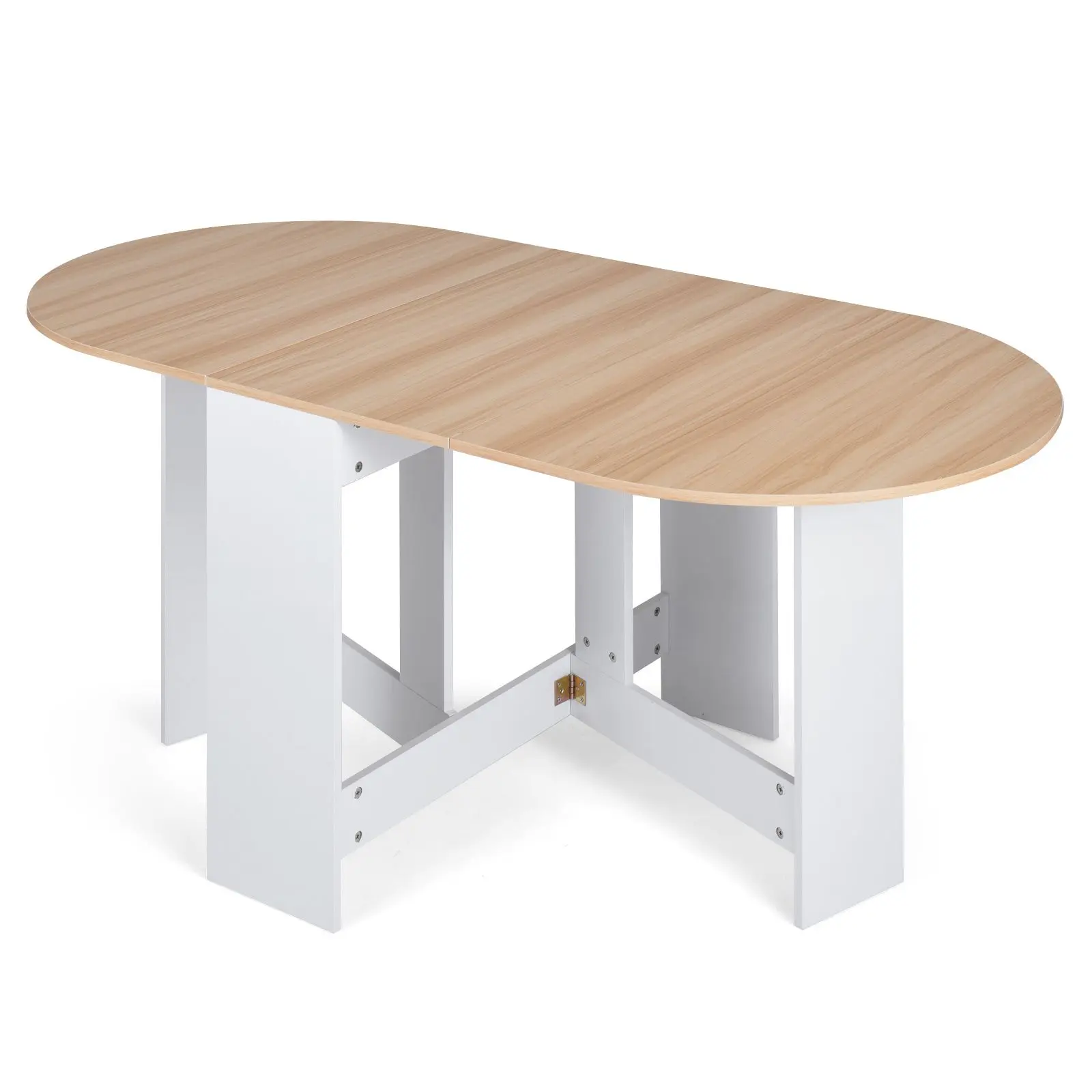 Masa pliabila Costway HW61596WH (White/Natural) - 2