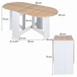 Masa pliabila Costway HW61596WH (White/Natural) Thumb