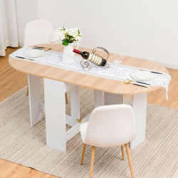 Masa pliabila Costway HW61596WH (White/Natural) Thumb