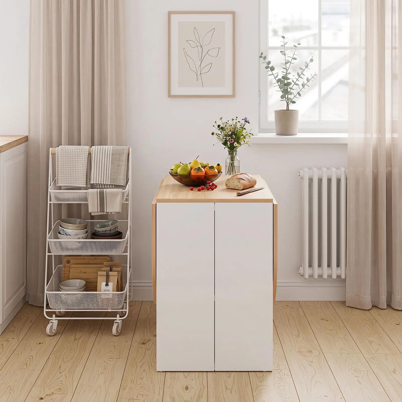 Masa pliabila Costway HW61596WH (White/Natural) - 6